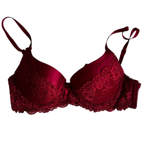 La Vie En Rose Other - La Vie En Rose Red Wine Satin & Lace Bra- Size 34B